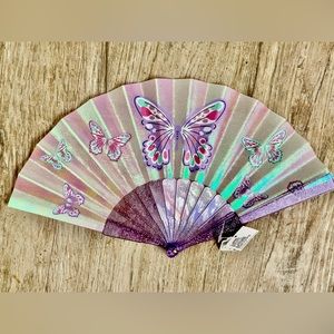 Claire's Club Lilac Butterfly Folding Fan